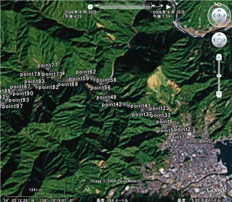 図2　国道425号線の一部をタイムスケールで表示