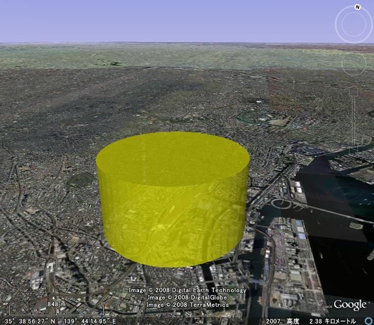 図4　品川上空に円柱を立ててみた