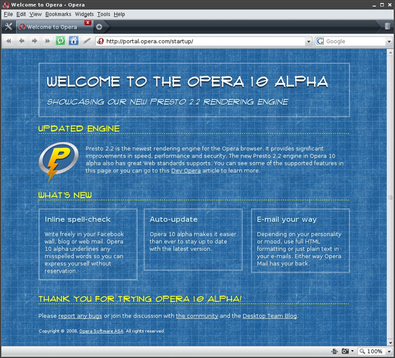 図1　Opera 10 Alpha