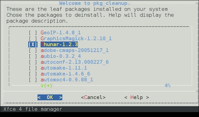 図1　pkg_cleanup実行例 - ダイアログ形式の操作