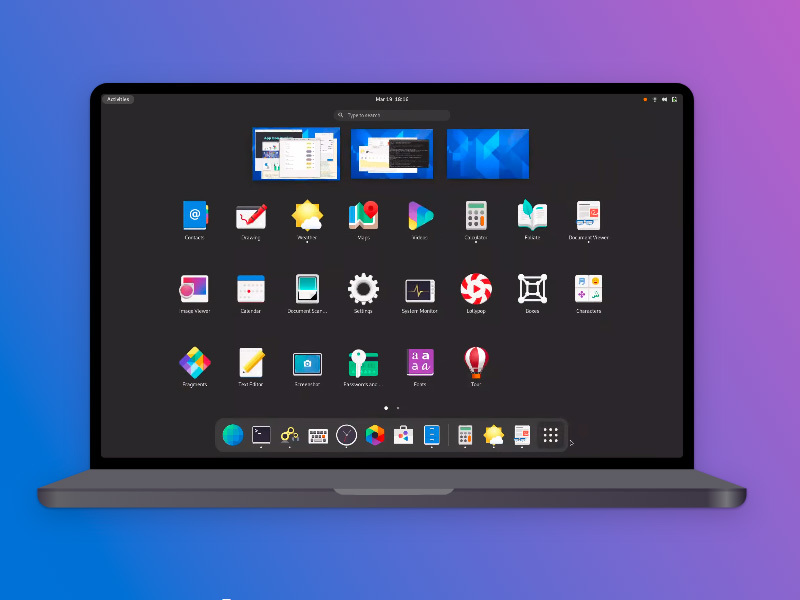 GNOME 40のデスクトップイメージ