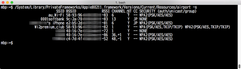 図A　airportコマンドの実行結果
