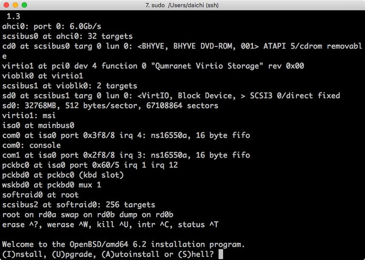 図　OpenBSDインストール例