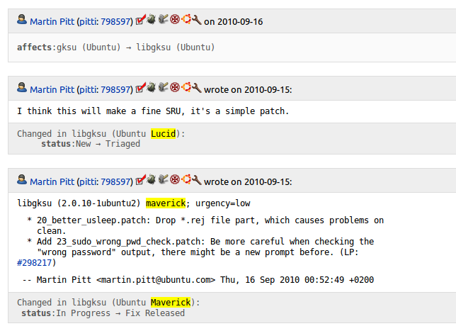 図4　LaunchpadのBugsページにKarmaやメンバーシップに応じたアイコンが表示されるようになる