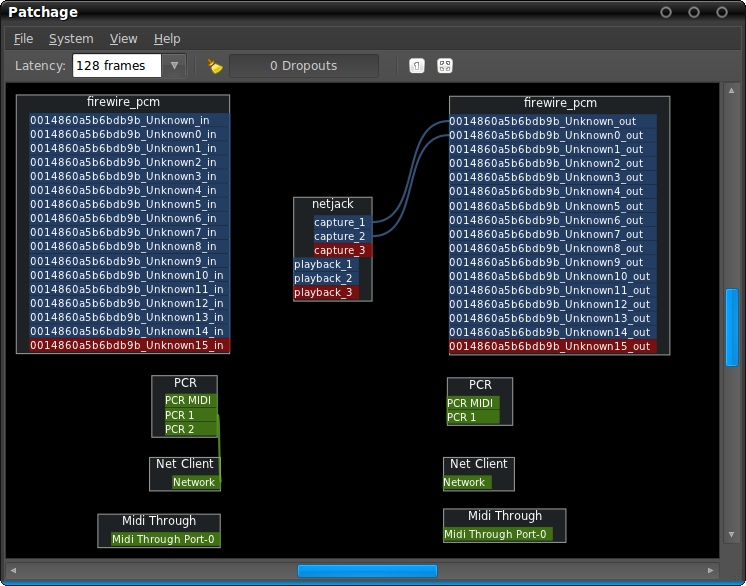 図6　Patchageでマスター側のポートを表示