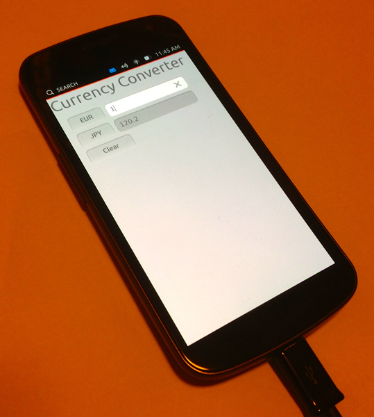 図5　Ubuntu Touch上で動くCurrency Converter