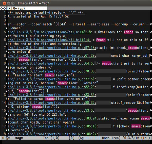 図3　ag-highlight-searchの有無による違い。ag-highlight-searchを有効にしておくと、マッチした部分がハイライト表示され、見やすくなる