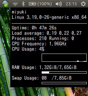 図4 基本的な設定をした状態のConky