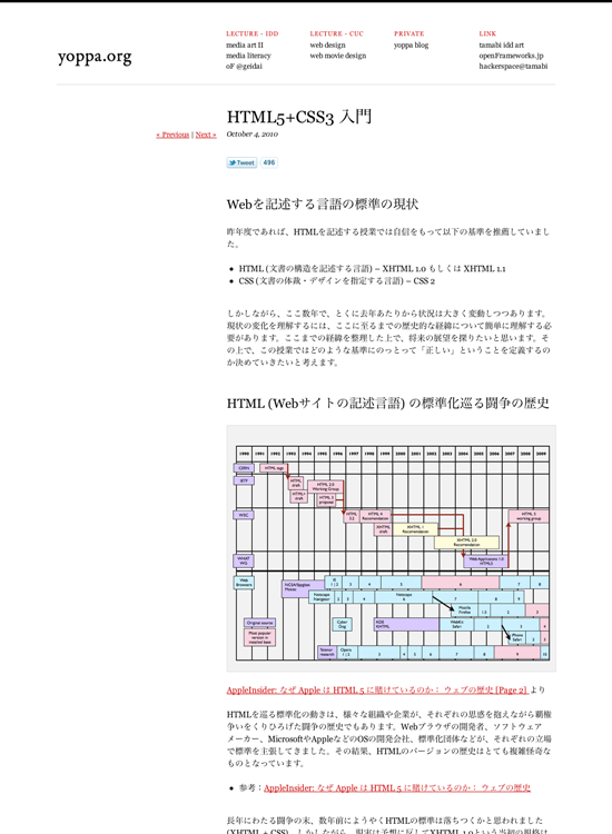 図1　HTML5とCSS3を学べる講義ノート