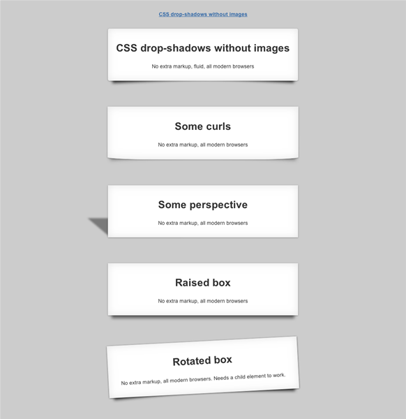 図2　CSSだけで実現したドロップシャドウのパターンいろいろ