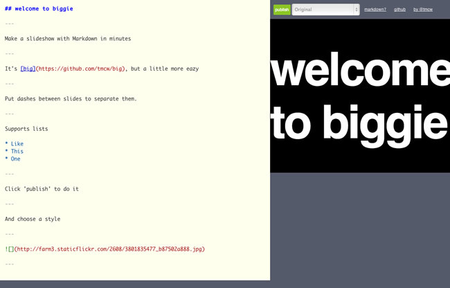 図6　マークダウン記法で簡単にプレゼンテーションが作れるサービス