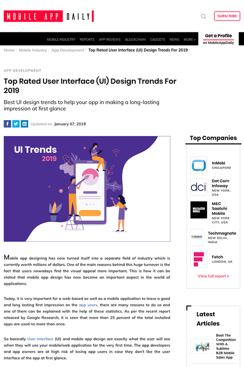 図1　評価が高いUIデザインのトレンド