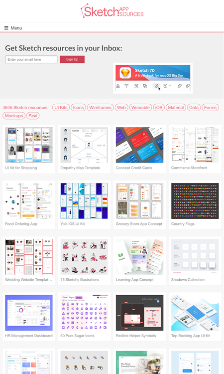 図4　Sketch用の無料素材の配布サイト