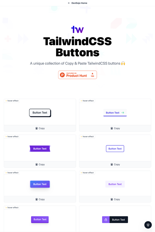 図6　TailwindCSSで作ったボタン集TailwindCSS Buttons