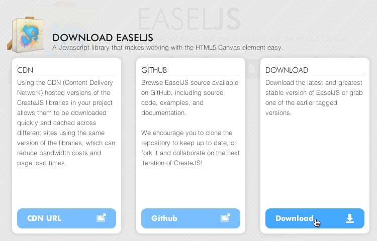 図3　「DOWNLOAD EASELJS」ページ