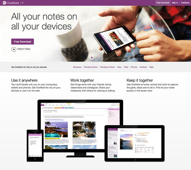 図1　『Microsoft Office Online』と同時期に開始された『OneNote.com』