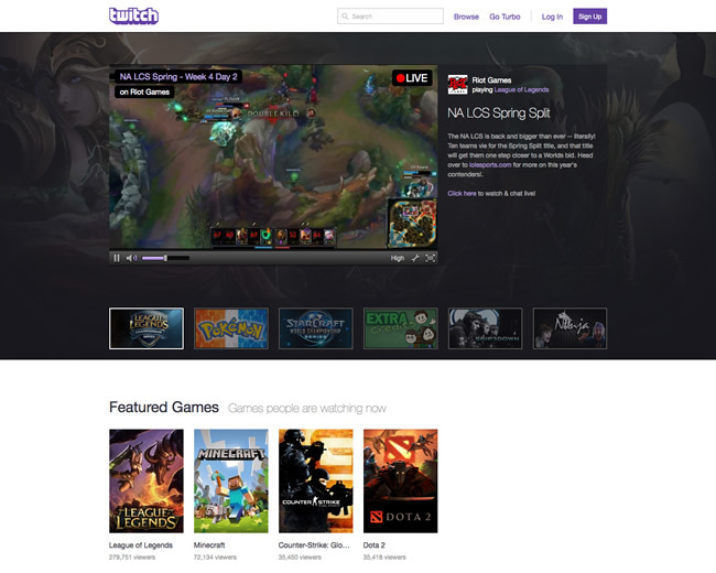 図6　月間1億人ものアクセス数を誇る、ゲーム動画配信プラットフォーム「Twitch」