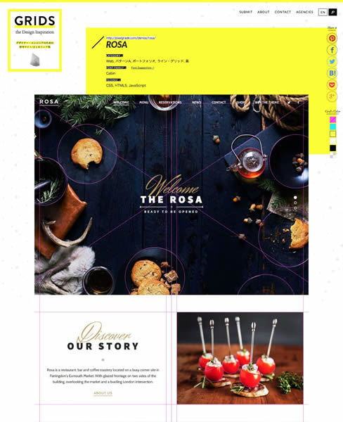 図8　デザイン上にガイドを引くことで、デザインルールを分析していく