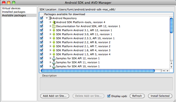 Android SDK and AVD Manager