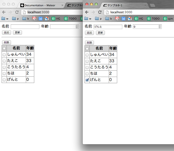 図1　サンプル8-1を複数のウィンドウで実行する