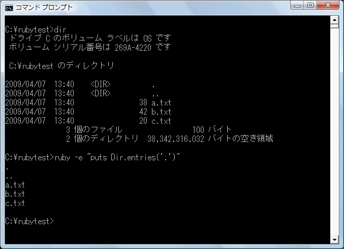 図1　Dir.entries実行例（1）