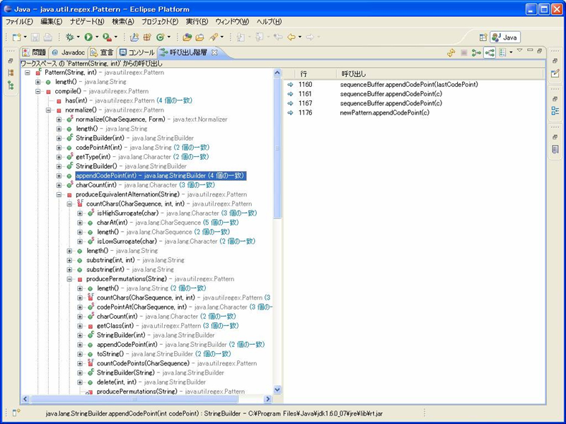 図2　Eclipseでの呼び出し階層の表示