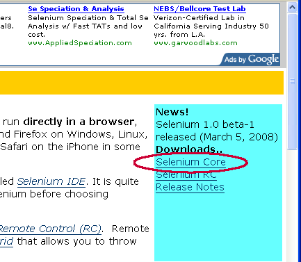 図7　Selenium Coreのダウンロード