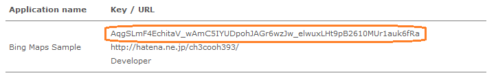 図7　Bing Maps Keyが表示されます