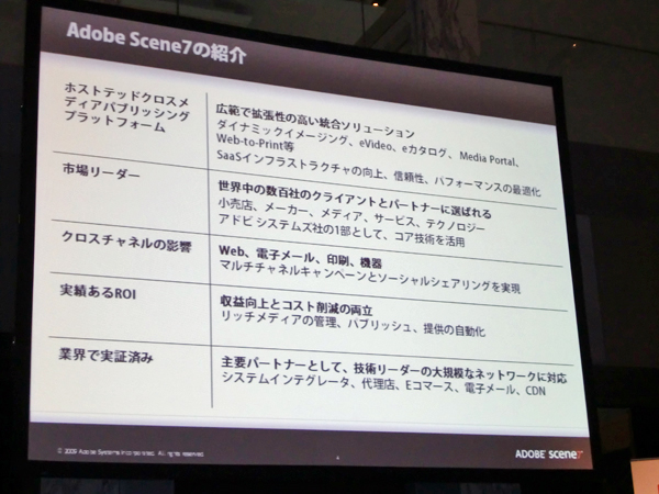 Adobe Scene7のおもな特徴。