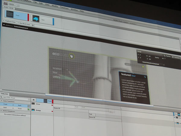 写真3　Flash Catalystではコードを書かずにインタラクティブなデザインを仕上げることができる