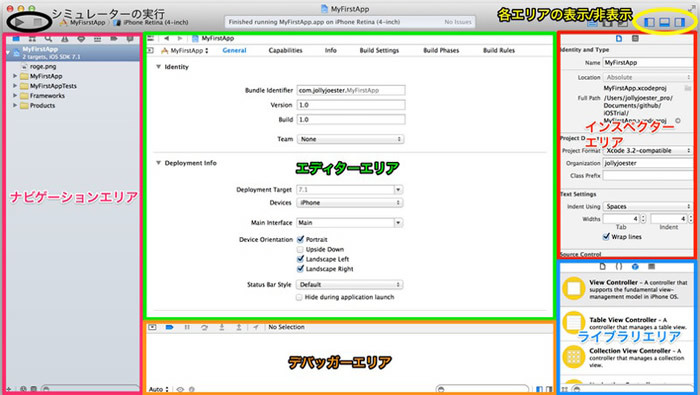 図4　Xcodeのエリア
